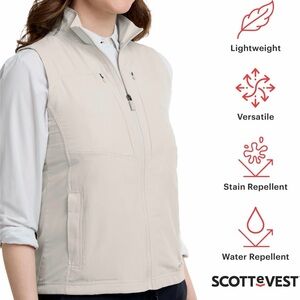 SCOTTeVEST Women’s LightEST Tan Vest Lightweight Water Repellent Pockets